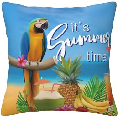 ESASAM Sommerkissen mit Papageien-Ananas-Motiv, stilvolles Dekokissen, doppelseitig bedruckt, 100 % Polyester