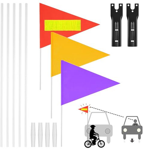 3 Stück Fahrradfahne 120cm Fahrradfahne für Kinder Fahrradwimpel Fahne Fahrradanhänger Wimpel Fahrradanhänger Fahrrad Fahne Kind Fahne Fahrrad Kinder für Kinder Fahrradt Karts (Orange Gelb Lila)