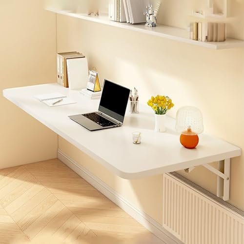 Klapptisch Wand, Schreibtisch Klappbar, Schwebender Schreibtisch, Stehtisch Klappbar, Klapp Wandregal, für Büro, Zuhause, Küche (Color : White, Size : 15.7x47.2in/40x120cm)