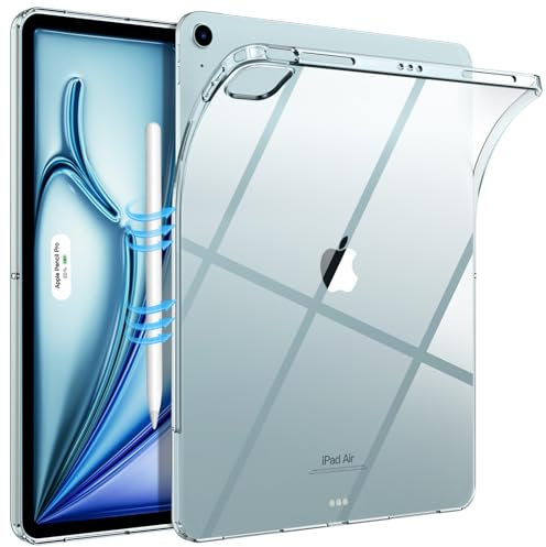 TiMOVO Cover per Nuovo iPad Air 13 Pollici (M3/M2-2025/2024), Sottile e Leggera TPU Trasparente Custodia Protettiva per iPad Air 13, Supporta Pencil PRO e Pencil (USB-C), Trasparente