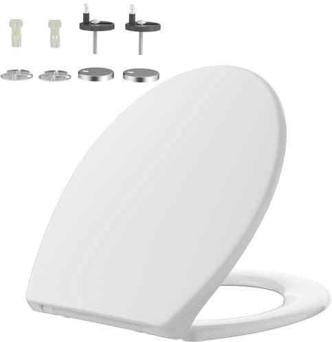 Rainsworth Nano Glaze Abattant Wc Avec Frein De Chute Forme O,Cuvette Toilette avec Frein de Chute,Couvercle De Lunette Wc Antibactérien De Conception Ergonomique,Abattants Wc Blanche Universelle