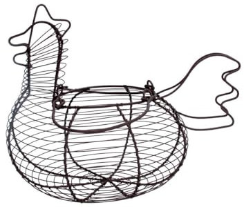 Hen Shaped Wire Egg Basket, Chicken Egg Storage Holder, Chicken Iron Basket, Kitchen Wire Shaped Basket, Black Rustic Wire Mesh Egg Basket, Kitchen Accessories, Storage Wire Basket