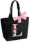 Sac Fourre-Tout Personnalisé avec Initiale, Sac Tote bag avec Noeud Papillon, Adapté pour Mariage Vacances Voyage Anniversaire Noël, Sac Cadeau Parfait pour femmes demoiselles d'honneur maman amis L