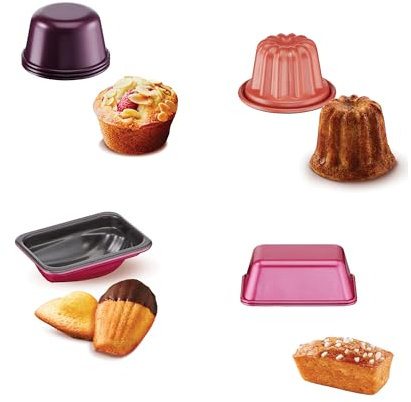 Tefal Creabake Set de Moules : 3 Madeleines, 2 Cakes Longs, 3 Cannelés Orange, 3 Muffins