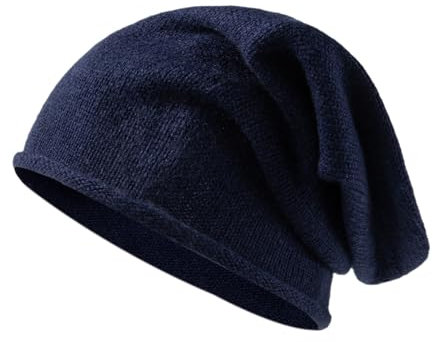 Tinncana Kaschmirwolle Slouchy Beanie, weiche warme Wintermütze für Frauen und Männer (DE/NL/SE/PL, Alphanumerisch, Einheitsgröße, Marineblau)