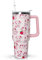 Ceovfoi Erdbeerkuh-Becher mit Griff, 1,2 l Fassungsvermögen, Kuh-Druck, Reisebecher, Wasserflasche, Erdbeer-Dekor, Kuh-Druck, Geschenke für Frauen