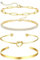 Hebterrka Goldarmbänder für Frauen Stapel 14K Vergoldetes Armband-Set Nicht Anlaufen Gold Perlen Papierclip Gliederkette Schmuck für Frauen Mädchen Trendy