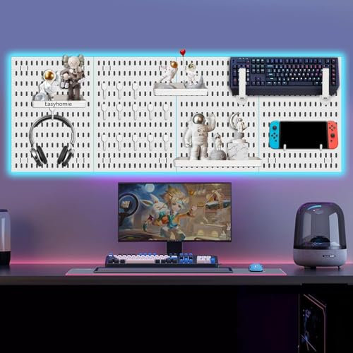 Easyhomie Kit de combinaison perforée avec 4 carreaux 41 x 29 cm + 20 accessoires pour rangement, organisation et décoration, combinaison libre et facile à installer