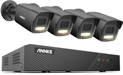 ANNKE 3K/5MP Überwachungskamera Set Aussen, 4X 3K PoE IP Kamera mit Smarter Personenerkennung und Fahrzeugerkennung, 8CH PoE NVR für 24/7 Videoüberwachung, 100 Fuß Nachtsicht (HDD Nicht enthalten)