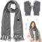 Okabay Heated Scarf, Adjustable Heating Wrap, Long Style Soft Heating Scarfs, Winter Warm Scarf for Neck Pain Relief Indoor Outdoor Use (Gray)