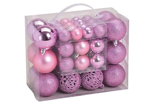 Elegantes bolas de Navidad en color rosa o verde – Juego de 50 unidades para un ambiente festivo para decoración de Navidad (rosa)