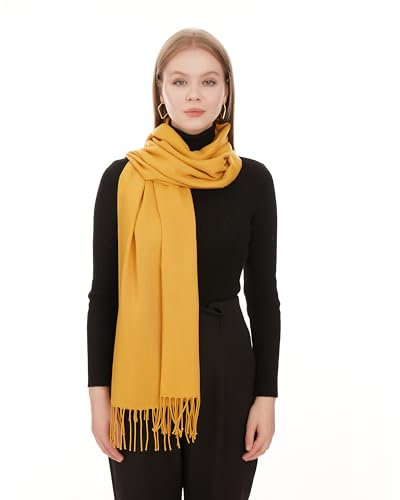 Elegante Stola Für Abendkleid - Senf Schals & Tücher Für Damen - Leichter Pashmina Schal Für Frühling - Schultertuch Für Hochzeit - Halstuch Für Damen - Dünner Schal Dame Stola (Senf)