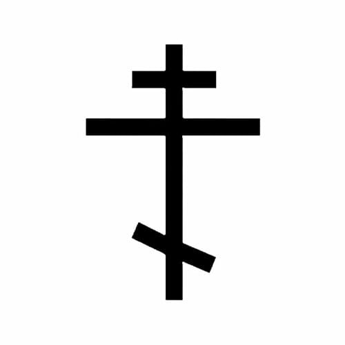 JIFENLI Autoaufkleber 8,5 cm * 12,5 CM ORTHODOXES KREUZ Auto Aufkleber Christentum Vinyl Aufkleber Russisches Kreuz Schwarz/Silber