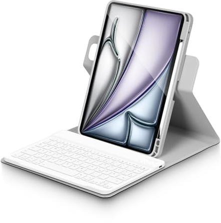 Bettdow für iPad Air 11 Zoll M3 2025/ M2 2024 Tastatur Hülle, Hoch-/Querformat Verwenden, QWERTZ Layout Abnehmbarer Tastatur mit Hülle für iPad Air 11 Zoll 2024/2025, Air 5.Gen/4.Gen 10.9, Grau