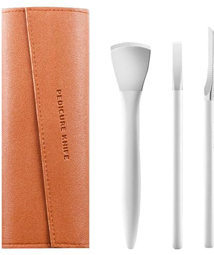 HENGBIRD 3 Pièces Soin des Pieds Kits, Rapeuse Pieds avec Protège-Couteau et étui en Cuir, Rappe Pieds Pédicure Acier Inoxydable, Manucure Rape Pied Soin Pied