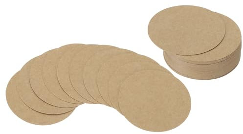 PATIKIL 2inch Cercle Carton, 50Pcs Forme Ronde Découpes Papier Carton Épais Sous-Verres Pour Projets DIY Décoration Tableau D'affichage Classe, Couleur Kraft