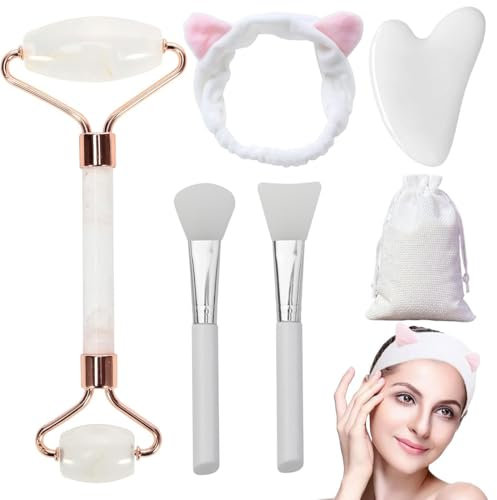 Gua Sha Stein Set, Massageroller, Gesichtsroller Massagewerkzeug für Augenschwellungen Hautstraffung Face Massager,gesichtsroller, Gua Sha und Gesichtsroller Beauty Massager Skincare
