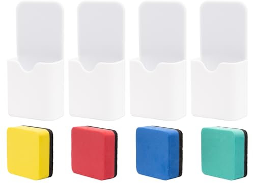 Neikafan Whiteboard Stifthalter Magnetisch 4 Pcs und 4Pcs Schwamm Whiteboards Magnetische Stiftebox Whiteboards Magnetischer Kreidehalter für Kühlschrank Magnettafel Zuhause Büro Schule
