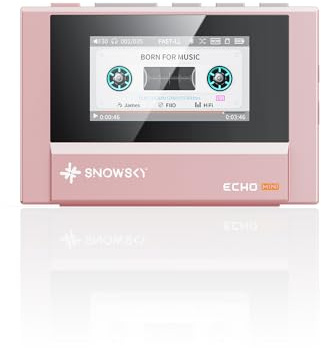 SnowSky/FiiO Echo-Mini-HiFi-Bluetooth-MP3-Player, 15-Stunden-Wiedergabe, unabhängige Lautstärkeregelung mit 3,5 mm/4,4 mm Kopfhörerausgängen (Rosa)