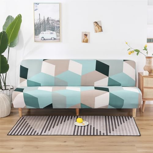 SUIOKPO Universel Housse Canapé Extensible sans Accoudoir, 3 Places Housse De Canape Clic Clac Jacquard Extensible Imperméable Antidérapant Housse Protection pour Futon sans Bras,Style 2