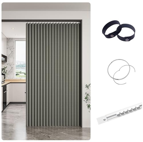 APMOE Türvorhang Kein Bohren, Verdunkelungsvorhang für Fenster und Türen Zu Hause mit Gleitschienen Sichtschutzvorhang, Schrank Vorhang Zum Schieben Staubdichter Vorhang für Regale(Grau,150x240cm)