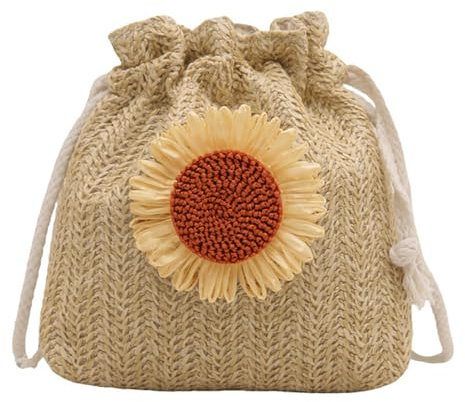 TOEECY Sac de Plage Femme Tressé Bandoulière Sac à Main Paille Pochette Cérémonie Soirée Cabas Porté Épaule Été Mariage Doré
