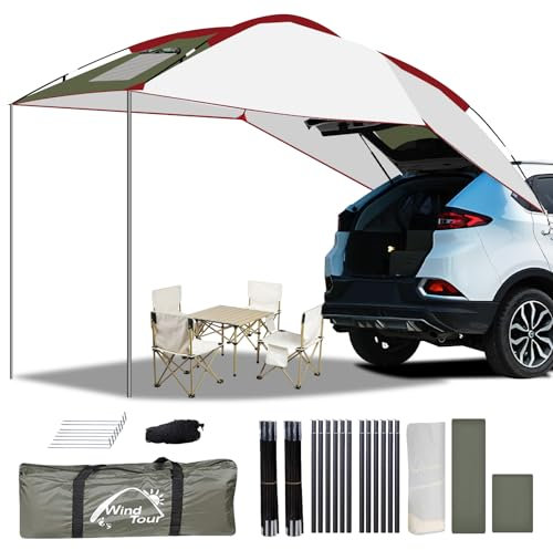Inoamity - Tienda de campaña para coche trasero al aire libre – Toldo para caravana impermeable y antirrayos UV, poliéster ligero portátil para camping, pesca, familia (2,4 x 1,9 m) con ventana