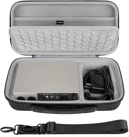 Geekria Audio Interface Carrying Case, Hard Shell Travel Bag Compatible with Universal Audio Volt 2 / Volt 1 / Volt 176 (Dark Gray)