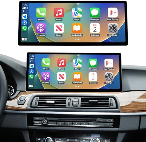 Ninetom 12,3'' Car Radio, Apple CarPlay/Android Auto/Mirrorlink/GPS für 2012-2016 BMW 5 Series F10/F11 mit NBT Touchscreen-Autoradio, GPS-Navigation für das Auto, integrierter DSP