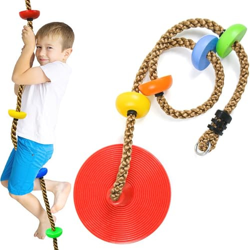 CHSG Escalade Corde Arbre balançoire pour Enfants avec Plate - Forme et Disque Swing Seat, Colorful Kids Playground Corde d'escalade Arbre extérieur Swing Set, Outdoor Indoor Backyard Playground