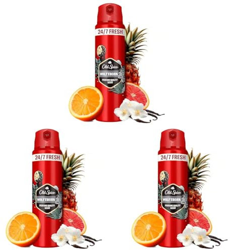 Old Spice Wolfthron Deospray 3x 150 ml, 24/7 Frischhh bei täglicher Anwendung, langanhaltender Duft in Parfumqualität, Schutz vor Gerüchen, Ohne Aluminiumsalze (Packung mit 3)