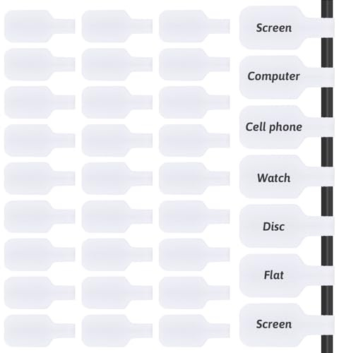 35 PCS Cable Labels, Cable Tags, Reusable Wire Labels Write on for Wire | Cable Labels Tags Write On, Plug Labels for Home Office Cable Wire Management Identification, White