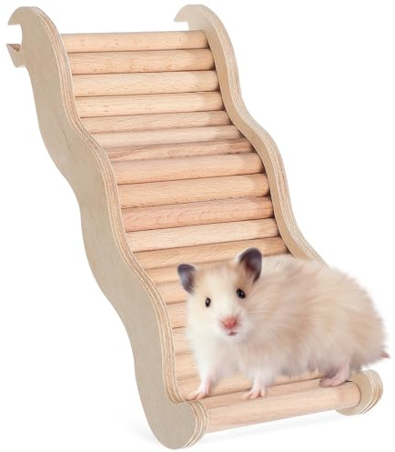 Homoyoyo Hamsterleiter Holz Wellenförmig Mittel 21X96cm Kletterspielzeug Kleintierleiter für Hamster Bartagamen Reptilien Gehege Zubehör