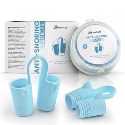 BABURI Nasal Dilators for Sleeping – Internal Nasal Dilator & Silicone Nose Vents, Nasal Cones for Breathing & Anti Snoring, Reusable Nose Opener 4 Sizes S/M/L/XL for Men & Women