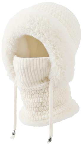 DRESHOW Bonnet Femme Hiver Chapeaux d'hiver pour Femmes Balaclava Knit Beanie Skull Cap Tricotée Cagoule à Capuche