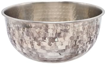 Buckingham Mixing Bowl Stainless Steel Hammered Effect Salad & Food Preparation Bowl for Mixing Marinating Baking Serving Dishwasher & Freezer Safe 24 cm