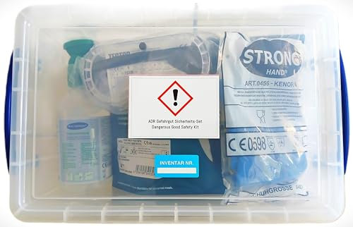 ADR Gefahrgut Sicherheits-Set mit Notfallflucht-Halbmaske, Schutzbrille, Chemie-Schutzhandschuhe usw.