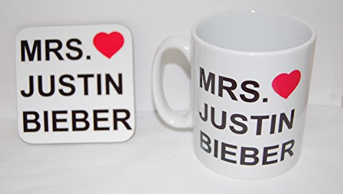 Top Banana Gifts Mrs Justin Bieber – passende Tasse und Untersetzer