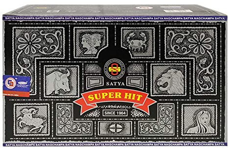 Satya Sai Baba Super Hit Nagchampa Varillas de incienso Agarbatti – Paquete de 12 cajas (15 g cada una) – 180 g
