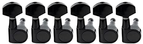 Musiclily Pro 6-in-Line 2-Pin Gitarre Mechaniken Set für Squier Strat Style E-Gitarre, Schwarz