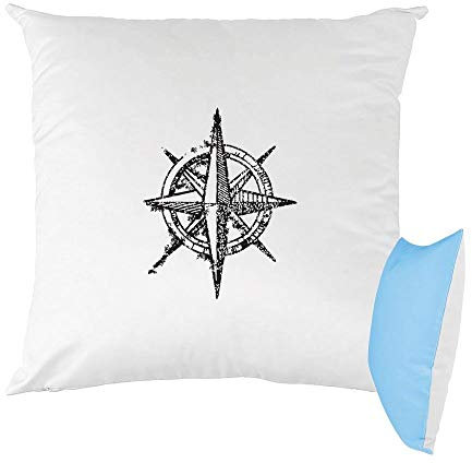 Mygoodprice Cuscino Bicolore Stampato 40 x 40 cm Rosa dei Venti Barra Azzurro