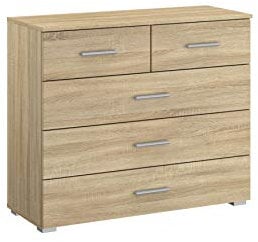 Rauch Möbel Flexx Schlafzimmer Kommode, Kommode inklusive 5 Schubladen in Eiche Sonoma, Holz,, BxHxT 93 x 81 x 42 cm