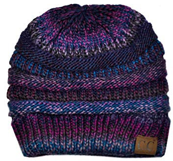 C.C Trendige warme Strickmütze Mütze mit Zopfmuster, grob, weich, dehnbar - Violett - Einheitsgröße