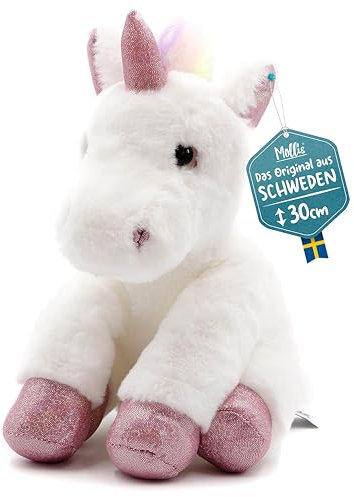 Mollis Kuscheltier - Kuscheleinhorn - 30 cm - Regenbogen - Plüschtier-Einhorn - Kinder-Kuscheltier - weiches Stofftier für Kinder und Babys
