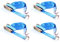 4x Spanngurt Zurrgurt mit Haken 6 m bis 500 kg / 500 daN, zweiteilig 2-tlg Ratschengurt blau, 25 mm Gurtbreite