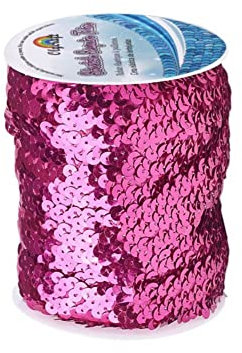 OLYCRAFT 10M Elastico Con Paillettes Metallizzato Elastico Con Paillettes In Tessuto A 3 file Con Paillette In Nastro per Abbellimento Del Vestito E Fascia - Rosa