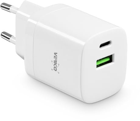 VERICO Power MOJO GaN 30W, 2 Port Ladegerät, Netzteil, PD3.0/QC3.0, 1 x USB-C, 1 x USB-A, Weiss.
