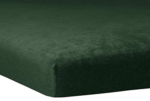 TRAUMSCHLAF weiches, elastisches Flausch Biber Boxspring Topper Spannbettlaken mit Rundumgummi, Größen 180x200 cm - 200x200 cm, Tanne