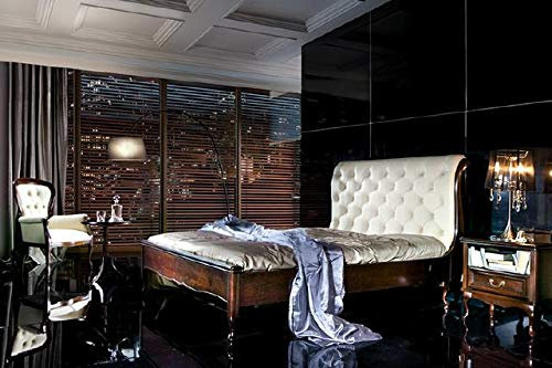 jvmoebel Chesterfield Bett Doppelbett Echtes Leder Polster Betten mit Swarovski möglich