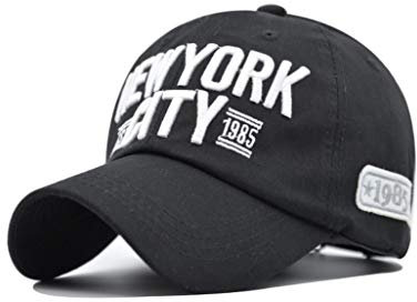 XibeiTrade New York City Baumwolle Baseball Cap NY Damen Herren Mode Sport Outdoor Casual Sonnenhut Gr. M, Schwarz